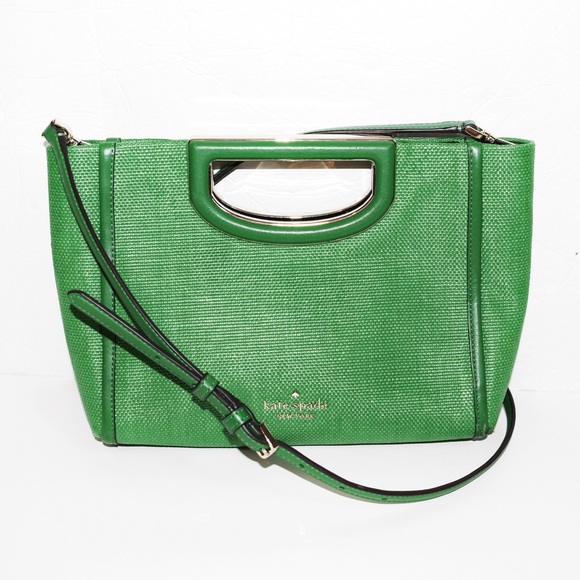 kate spade Handbags - Kate Spade Alexia Green Straw Crossbody Clutch Bag Purse